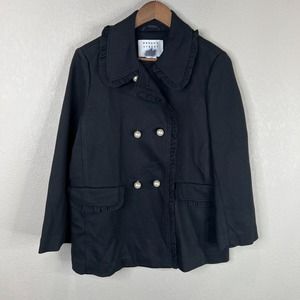 Kate Spade Broome Street Women's Button Front Jacket Long‎ Sleeve Black Pea 6